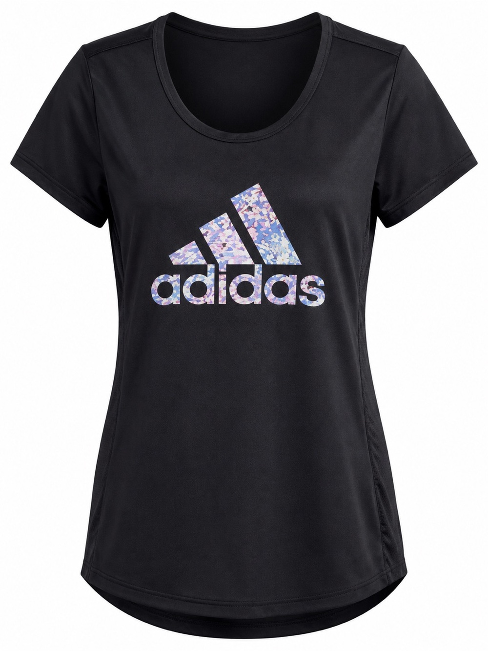 Adidas Climalite Black Athletic T-Shirt XL Floral Logo Short Sleeve Workout Top - Picture 2 of 11